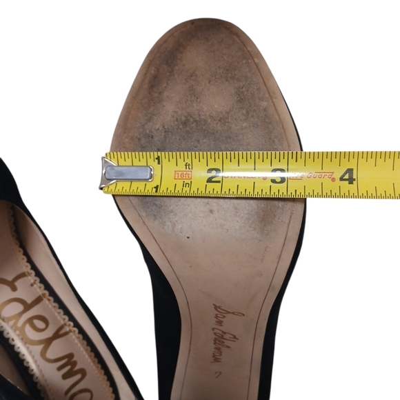 Sam Edelman Stillson Black Suede Leather Pumps Sz 7 Block Heel Office Chic Glam - Picture 13 of 16